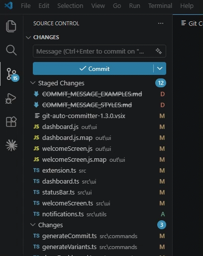 Generating an automatic commit message inside VS Code