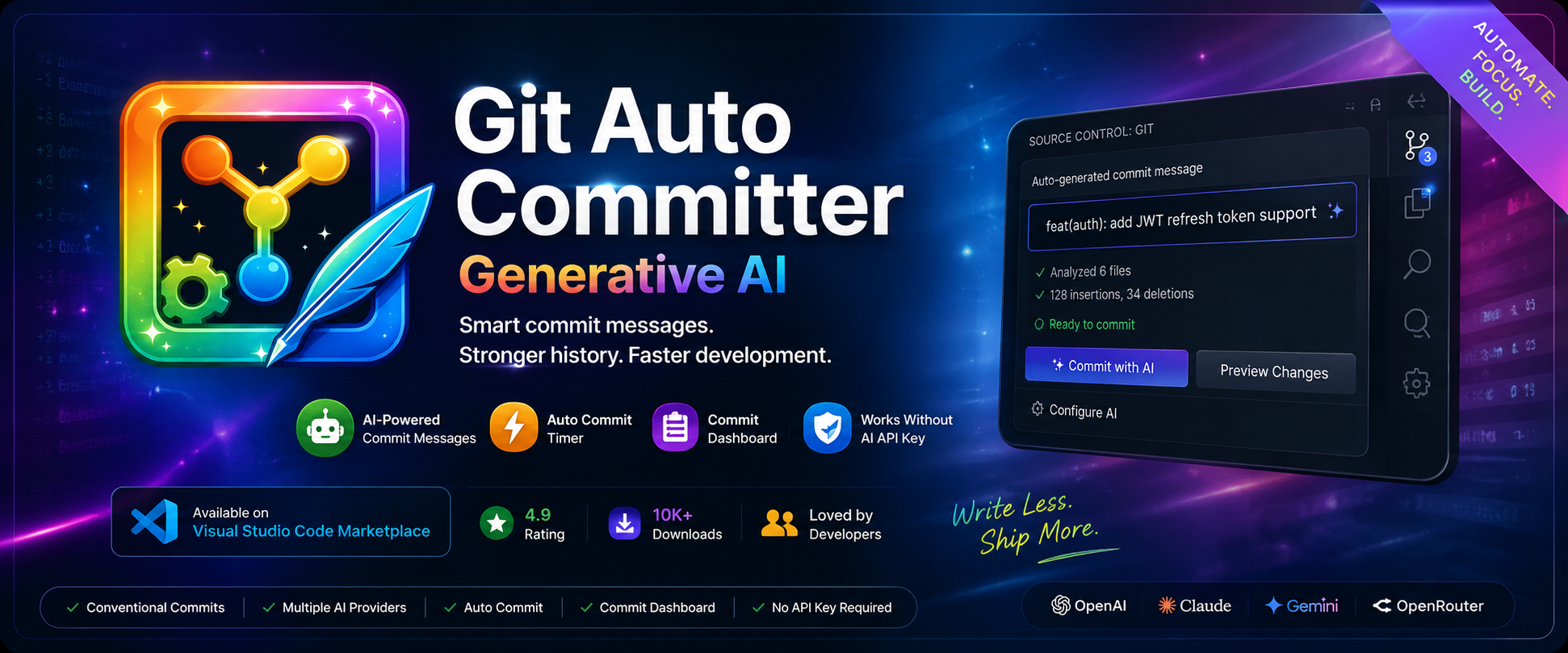 Git Auto Commit Generator — live commit dashboard