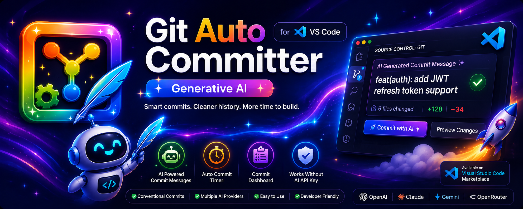 Git Auto Commit Generator — auto-commit timer and status bar