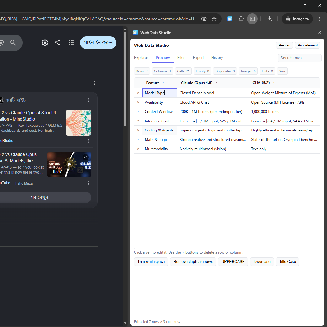 Preview — editable table